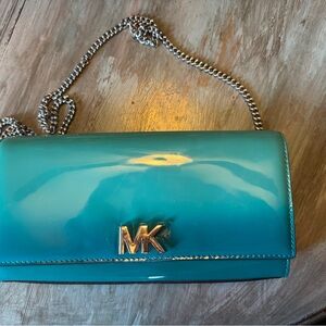 Michael Kors Turquoise Patent Clutch